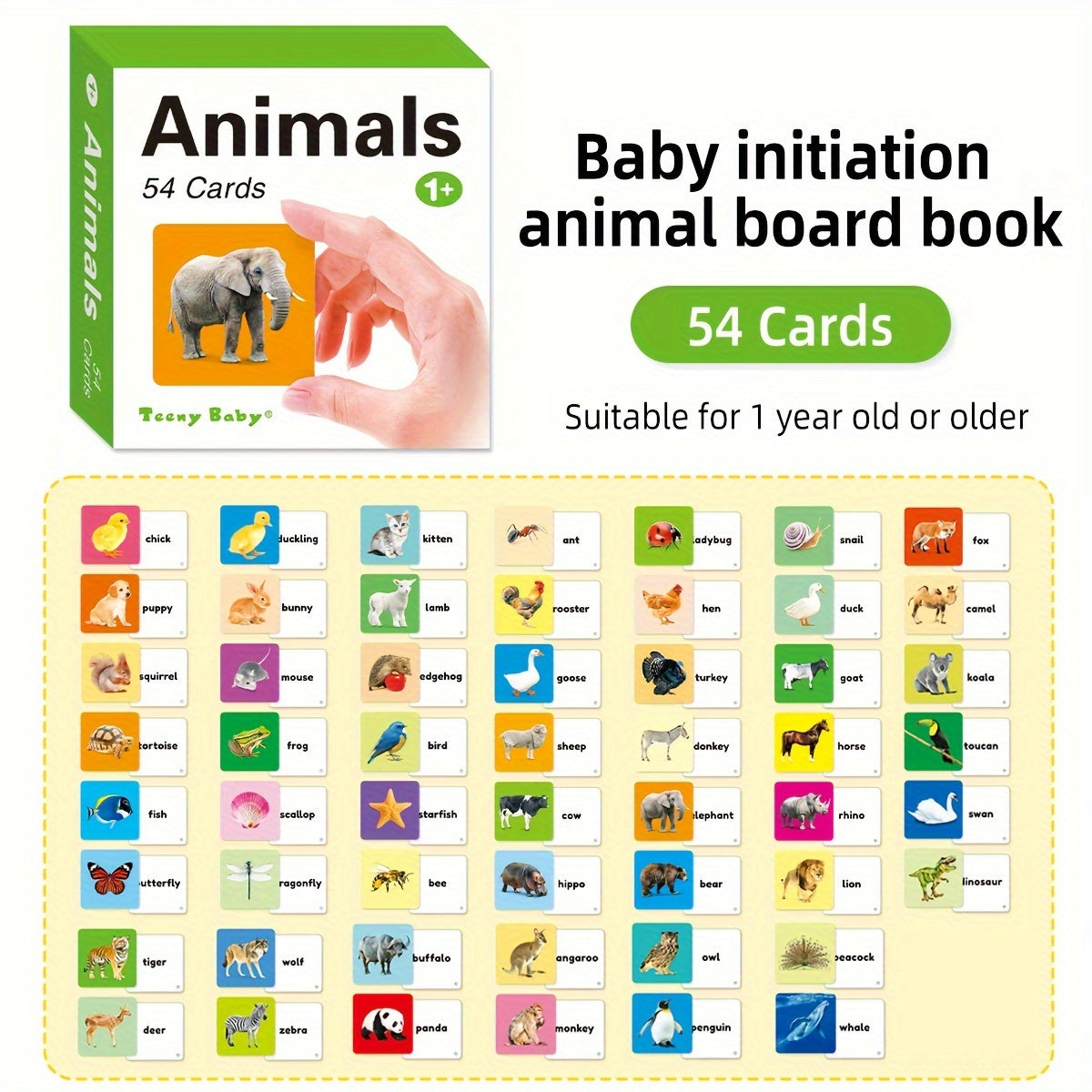 Teeny Baby® Animals Flashcards: 54 Cards with Vibrant Animal Images and English Words for Early Learning