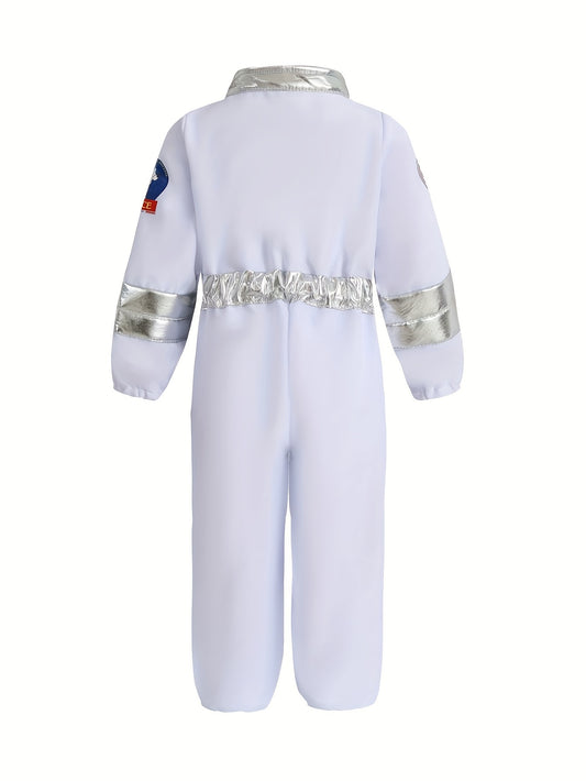 Disfraz de astronauta para niños, traje espacial blanco con capucha, guantes y binoculares, disfraz de Halloween para juegos de rol y aventuras, el mejor regalo para niños, ideal para fiestas.