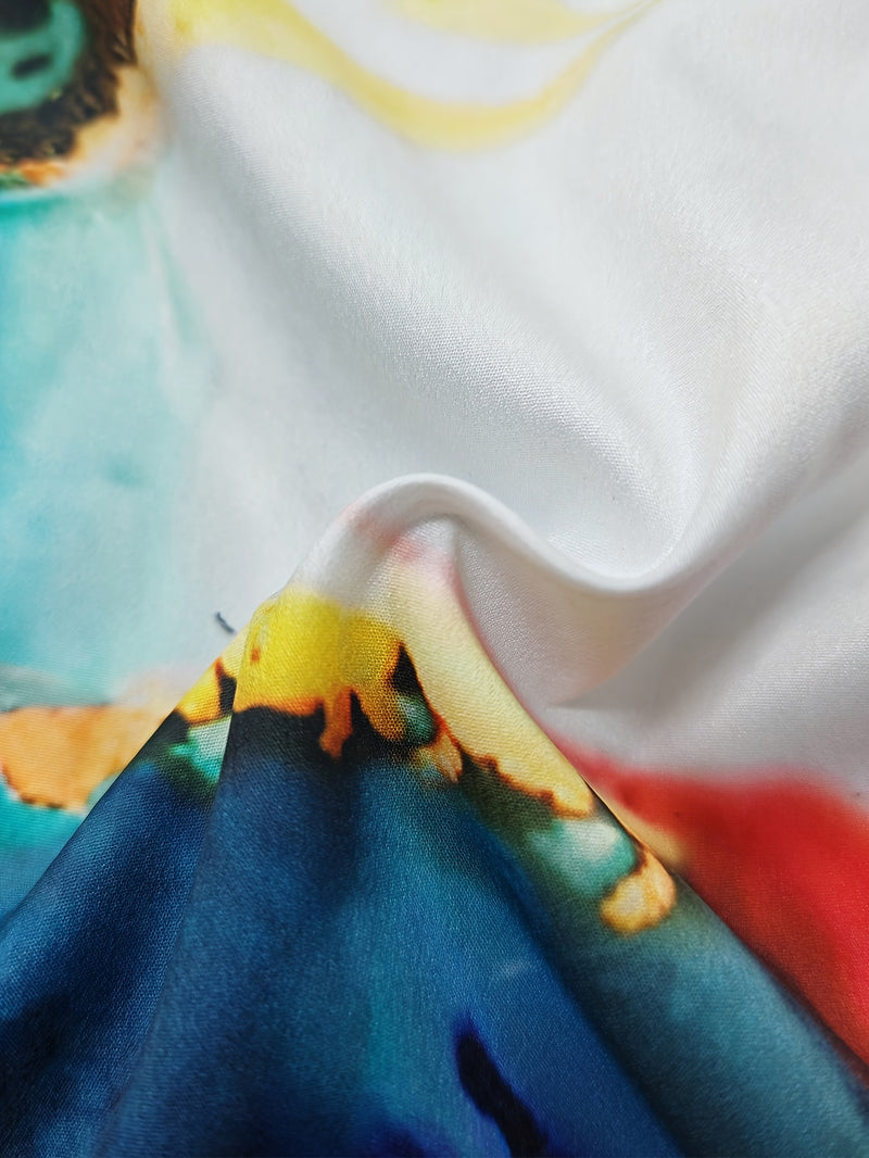 Plus Size - Elegant Floral Print Maxi Dress with Long Sleeves - Blue & White Floral Design, Button-Up Front, Casual Style for Women, All-Season Wear, Casual Summer Dress | Floral Print Dress | Nonstretch Fabric