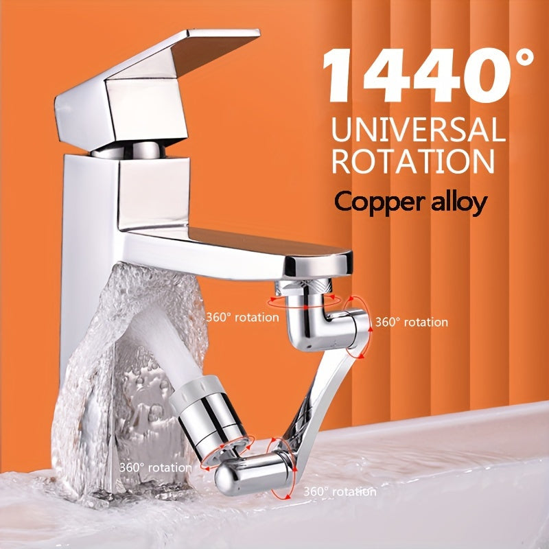 1pc Premium 1440° Copper Alloy Universal Swivel Faucet Spray Head - Adjustable, Water-Saving, And Easy to Install - Suitable for Extension Faucet, Aerator Spout, Kitchen Faucet, Wash Basin Robot Arm Faucet Extender, And Sink