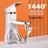 1pc Premium 1440° Copper Alloy Universal Swivel Faucet Spray Head - Adjustable, Water-Saving, And Easy to Install - Suitable for Extension Faucet, Aerator Spout, Kitchen Faucet, Wash Basin Robot Arm Faucet Extender, And Sink