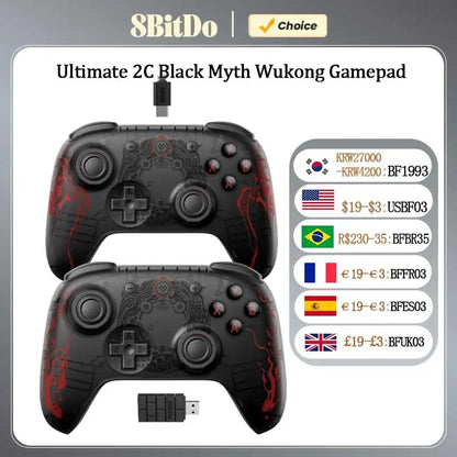 8Bitdo Ultimate 2C Wireless Game Controller Wired Gamepad Mito Black Wukong with Hall Effect Joystick for Windows 10 11 Android 