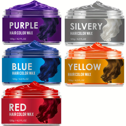 Set de 5 ceras para teñir el cabello: Crea un cabello vibrante para las fiestas con una crema fácil de usar. Incluye 5 colores para una libertad de combinación.