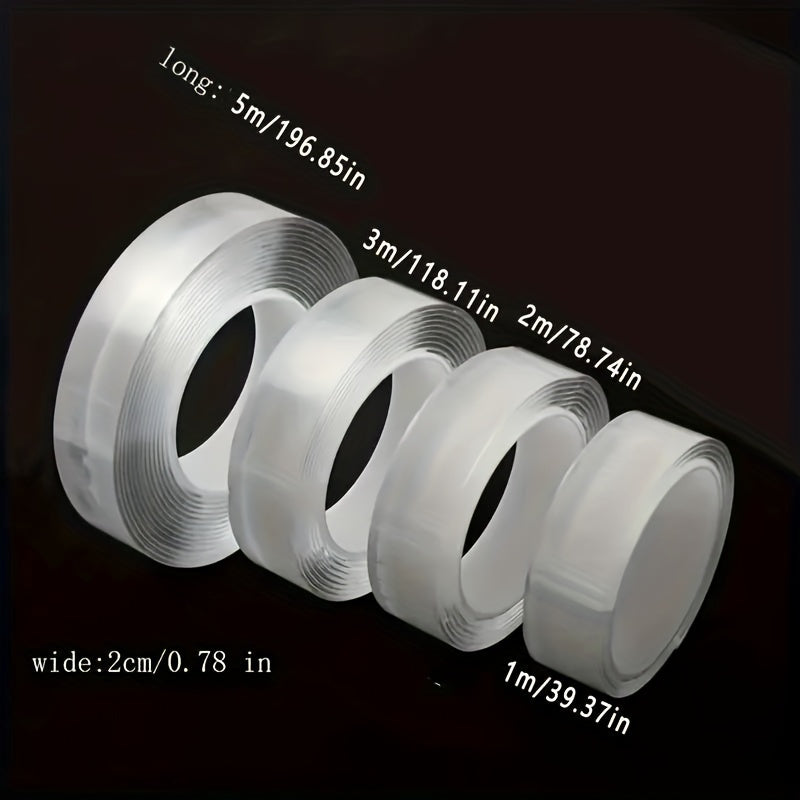 Strong Transparent Nano Tape - Washable, Reusable Double-Sided Adhesive for Furniture, 1/3/5m Rolls, Rubber Material, Universal Hook Tape