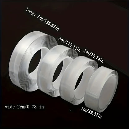 Strong Transparent Nano Tape - Washable, Reusable Double-Sided Adhesive for Furniture, 1/3/5m Rolls, Rubber Material, Universal Hook Tape