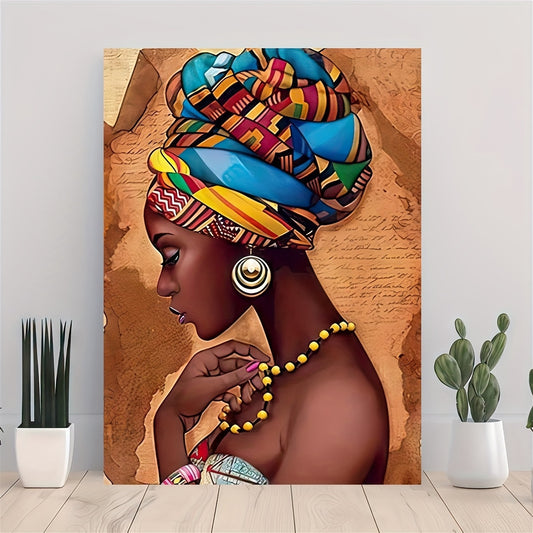 1pc African Art Woman Painting Prints On Canvas, Beauty Girl, Scandinavian Posters, Wall Art Picture, For Living Room/bedroom Decor