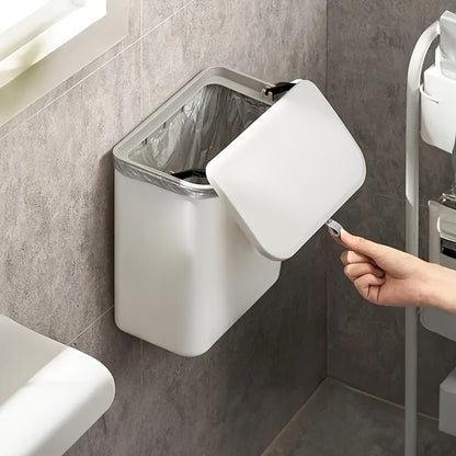 Papelera de pared blanca para cocina, fácil de limpiar y que ahorra espacio. Plástico duradero. Almacenamiento multifuncional.
