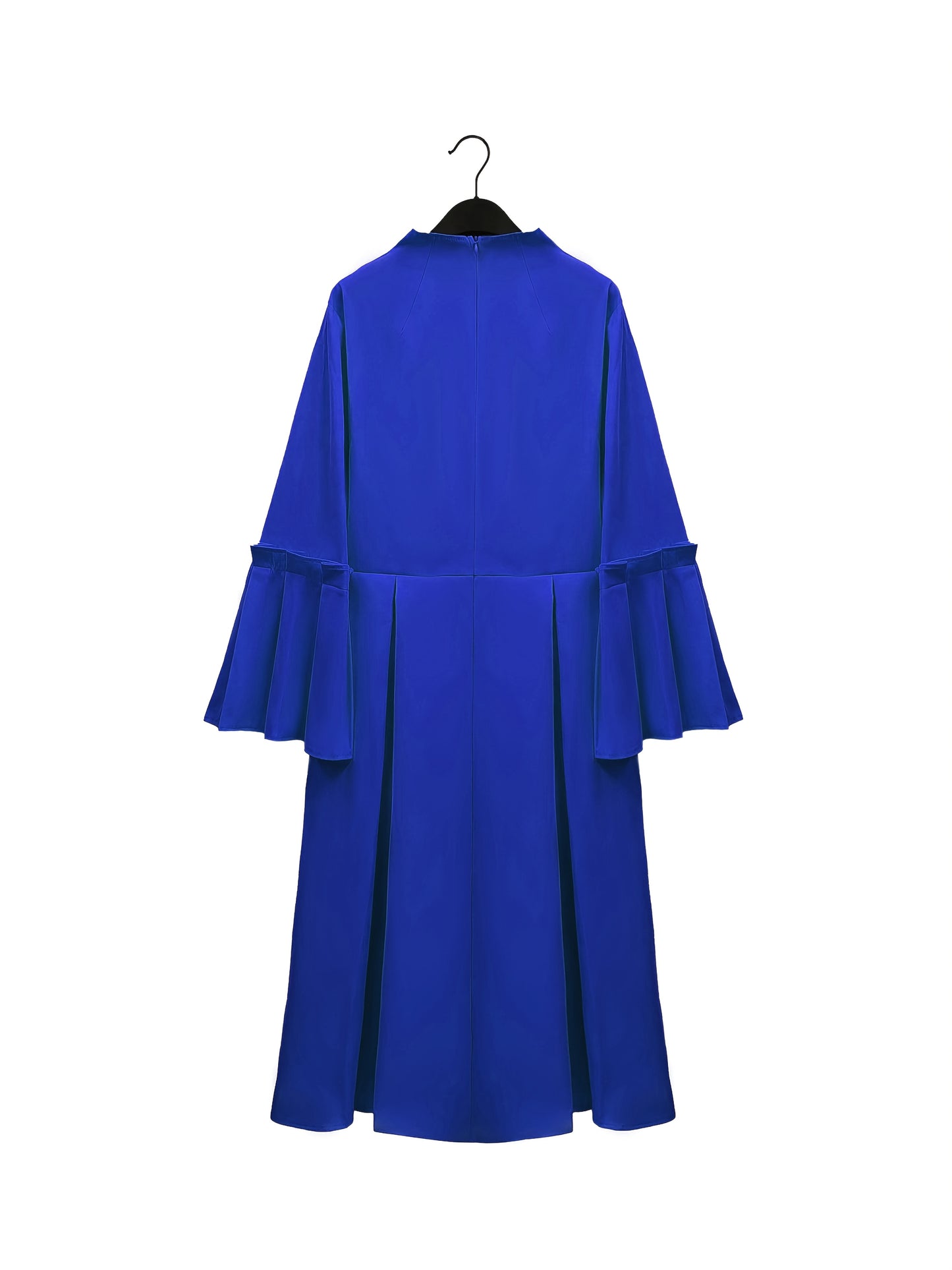Plus Size Solid Color Dress, Elegant Flare Sleeve V Neck Dress For Spring & Fall, Women's Plus Size Clothing