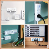 Organizador de enchufes autoadhesivo que ahorra espacio con gestión de cables: fácil de instalar, no daña el soporte de pared.