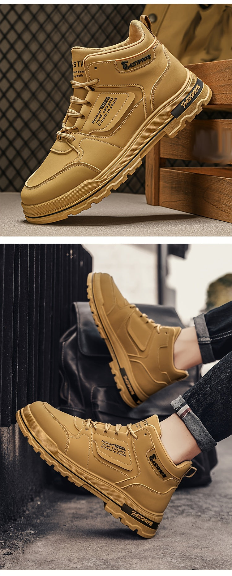 Zapatillas de skate de caña alta para hombre, antideslizantes y duraderas, ideales para caminar por la calle, viajar y actividades informales | Zapatillas retro de piel sintética a la moda para hombre