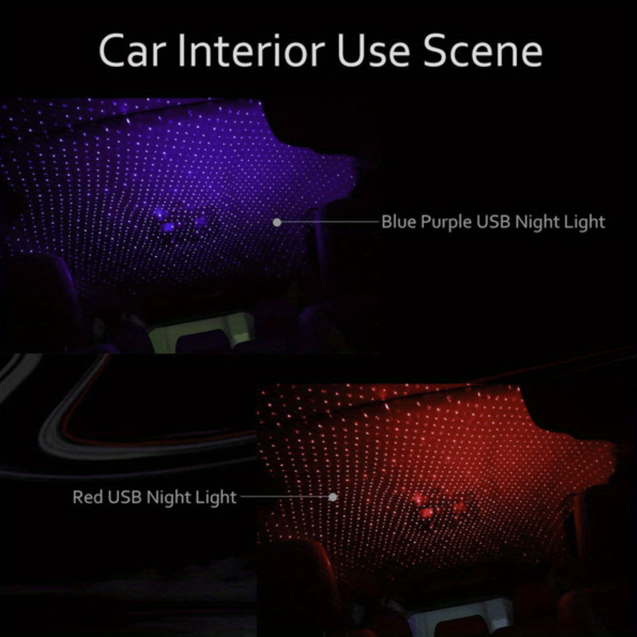 1pc Star Projector Night Light, USB Car Roof Atmosphere Lights, Portable Adjustable Romantic Interior Car Lights, Portable USB Night Light Decorations For Car, Ceiling, Bedroom