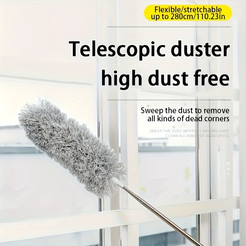 Extra-Long Retractable Duster with Bendable Head - Reusable & Washable for High Ceilings, Furniture & Car Cleaning