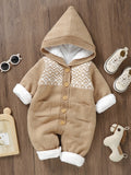 Mono de punto para recién nacidos, niños y niñas, con pantalones y capucha de manga larga