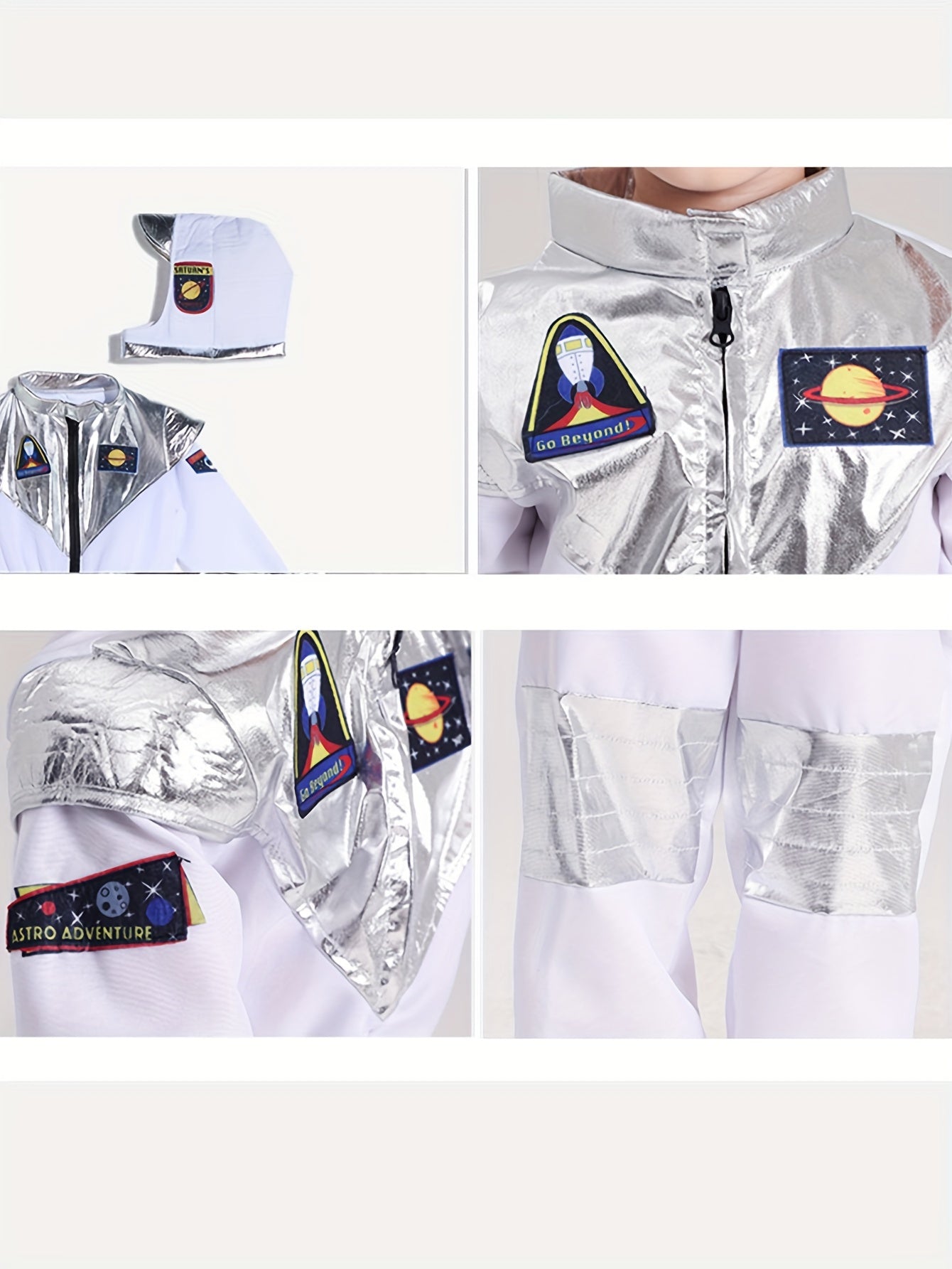 Boy's Cartoon Astronaut Cosplay Costume, Halloween Dress Up One-piece Jumpsuit &amp; Hat, Kid's Dress Up Outfit For Carnival Party Performance
