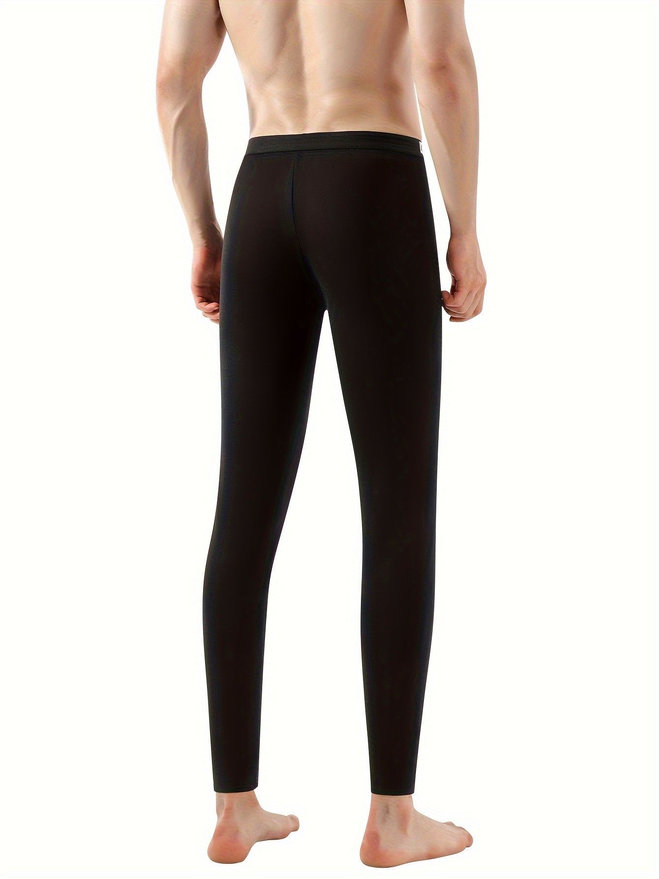 Men's Winter Fleece-Lined Thermal Pants - Slim Fit, Stretchy &amp; Warm Base Layer for Autumn/Winter