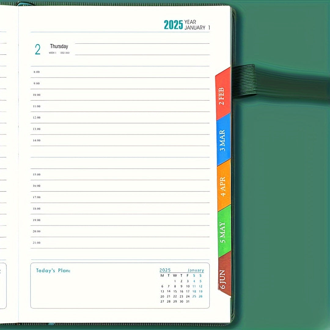 Cuaderno planificador diario QS 2025: organizador de gestión del tiempo de 365 días con resúmenes semanales y mensuales, y recordatorios de autodisciplina para una planificación de vida eficiente.