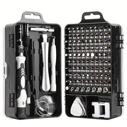 115pcs/set Cell Phone Kit/ Car Precision Screwdriver Repair Tool Kit, Multi-function Electronic Screwdriver Set, Watch Mobile Phone Disassembly Repair Screwdriver Tools (Black)