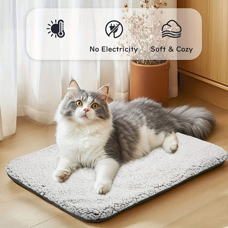 1pc Cozy Polyester Cat Bed with Non-Slip Bottom, Detachable Warm Pet Mat, Indoor & Outdoor Comfortable Cat Pad with Polyester Fiber Filling