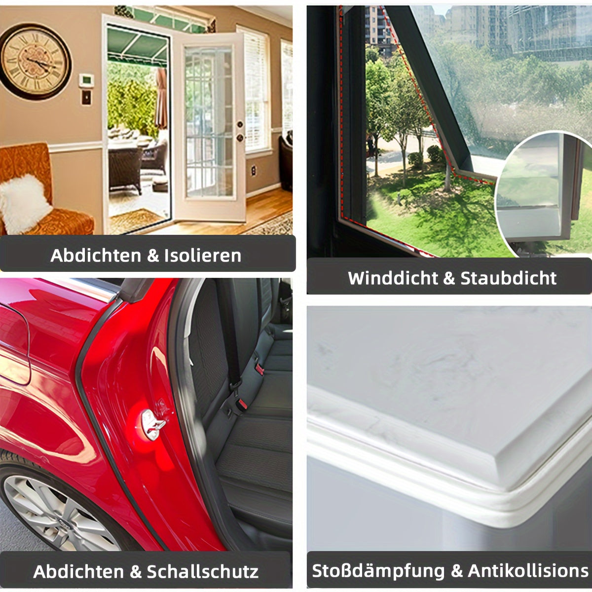 Tira de sellado de goma autoadhesiva para puertas de 3 metros - Aislamiento acústico y en forma de D para puertas y ventanas, se adapta a huecos de 0,25 a 0,63 cm (1/10 a 4/17"). Disponible en negro, blanco y marrón.