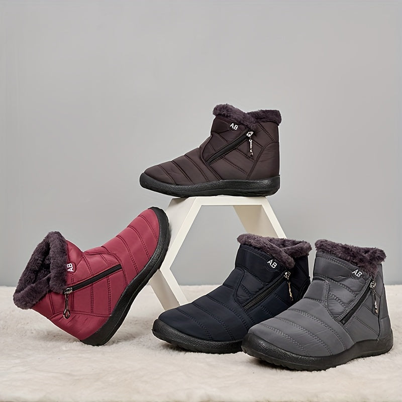 Nuevas botas de nieve cálidas de invierno para mujer, botas cálidas impermeables con cremallera lateral para mujer, botas de nieve para mujer