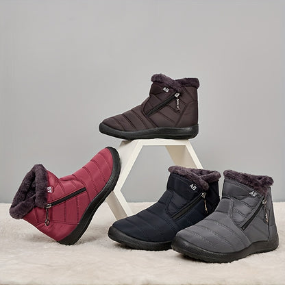 Nuevas botas de nieve cálidas de invierno para mujer, botas cálidas impermeables con cremallera lateral para mujer, botas de nieve para mujer