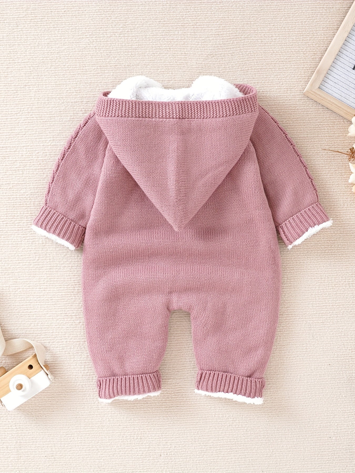 Mono de punto para recién nacidos, niños y niñas, con pantalones y capucha de manga larga