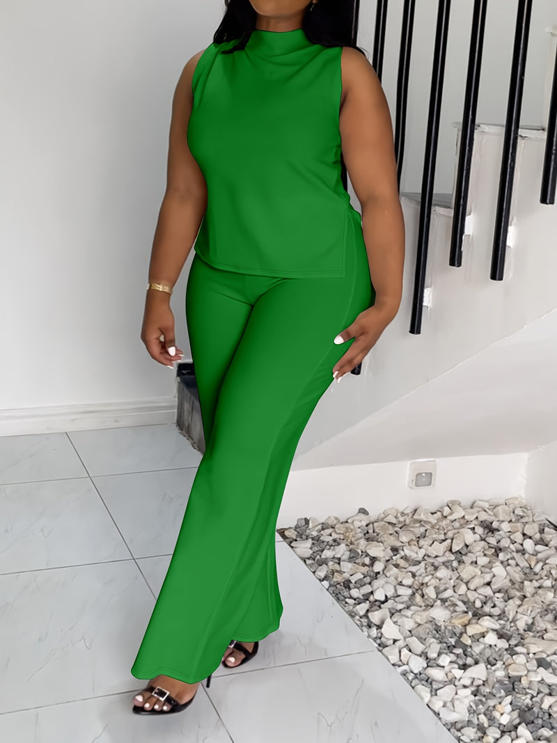 QF2364 Solid Color Summer Sleeveless Casual Suit