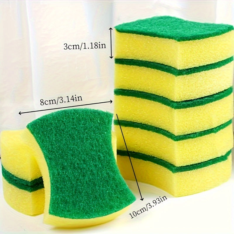 Stackable Kitchen Sponges: Yellow and Green Super Absorbent Scrubbers for Dishes and Pots