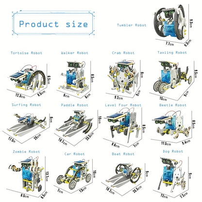 STEM 13-in-1 Solar Power Robots Creation Toy, Educational Experiment DIY Robotics Kit, Science Toy Solar + Battery Powered 2 Modes Building Robotic Set Kids To Build, Halloween, Christmas gift