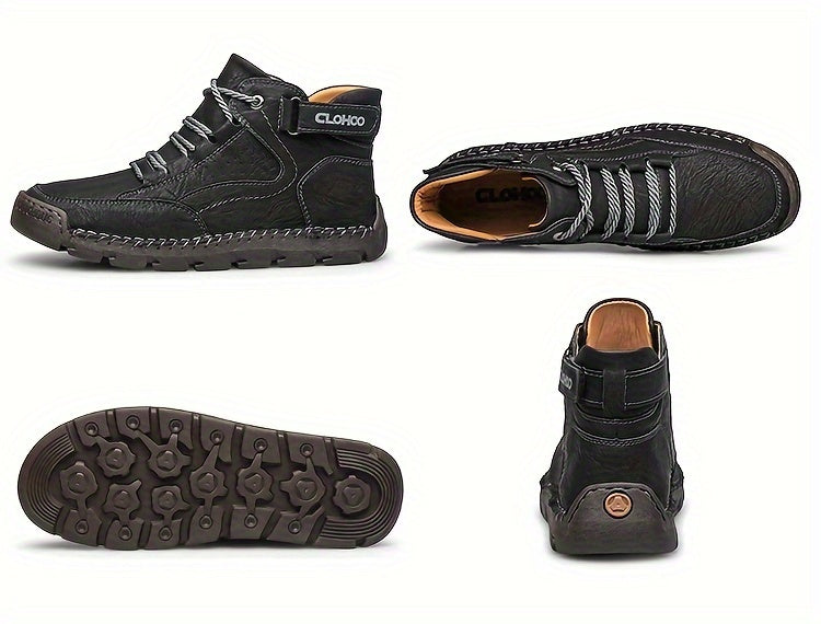 CLOHOO Men's High-Top Casual Sneakers - Comfortable, Non-Slip Rubber Sole, Lace-Up Shoes for Outdoor & Casual Attire