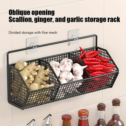 1 cesta de almacenamiento de cocina de pared - Estante colgante multiusos para ajo, cebolla y verduras - Contenedores duraderos - Perfecto para baños y cocinas pequeñas, accesorios de baño