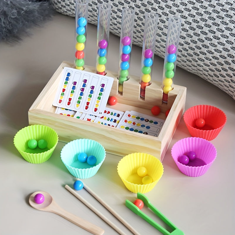 Early Education Clip Test Tube Color Bead Children Color Cognitive Hand-eye Coordination Brain Educational Toys Halloween Christmas Gift