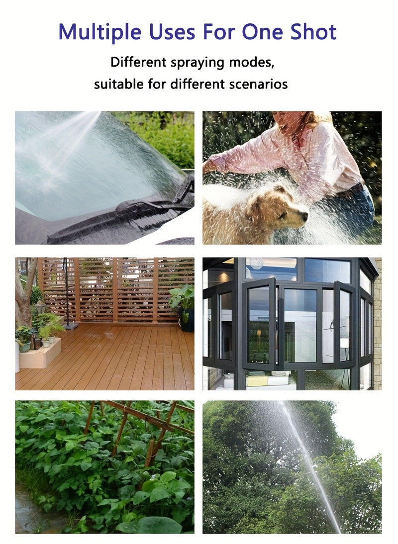 Pistola de agua de alta presión para lavado de autos, boquilla multifunción para manguera de jardín, rociador de varilla gruesa ajustable con punta de cobre chapado, adaptador universal de conexión rápida de 3/4" y 1/2" para herramientas de limpieza.