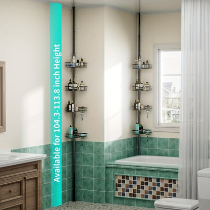 Adjustable Stainless Steel Corner Shower Caddy with Soap Holder - Rustproof & Waterproof, Fits 67.82cm to 275.08cm Spaces