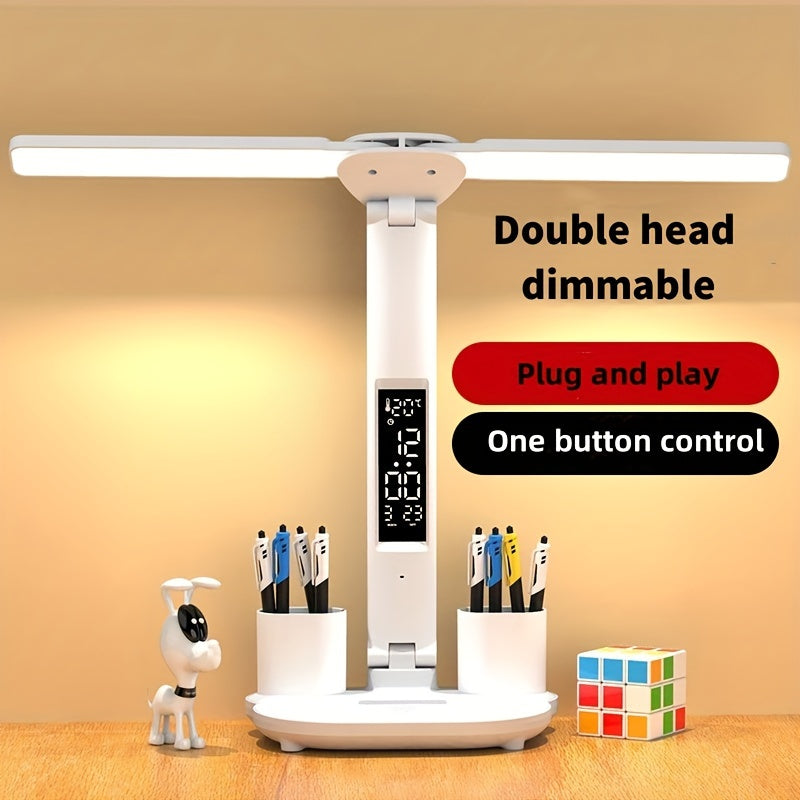For Smart LED Desk Lamp with Dual-Head, Adjustable Brightness, Touch Control, USB Powered, Eye-Care Technology for Reading & Study Area - Includes Power Cord