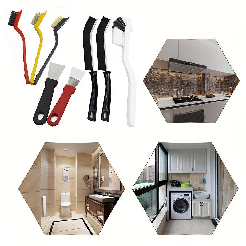8pcs Multi-Function Cleaning Brush Set - Durable Stainless Steel & Plastic Tools for Kitchen, Bathroom, and Outdoor Use - Includes Stove, Range Hood, Refrigerator Gap, Cup, and Lobster Brushes