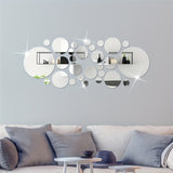 32pcs 3D Three-dimensional Round Acrylic Mirror Wall Stickers Background Wall Decoration Bedroom Living Room Office Kitchen Bathroom Waterproof Wall Stickers Home Decorations DIY Art Removable Self-adhesive Wall Stickers With