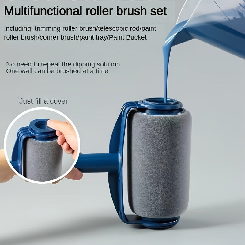 Self-Loading 8-inch Paint Roller Set for Latex Paints - Durable Plastic Wall Painting Accessory with 3/4-Inch Nap - Pack of 1