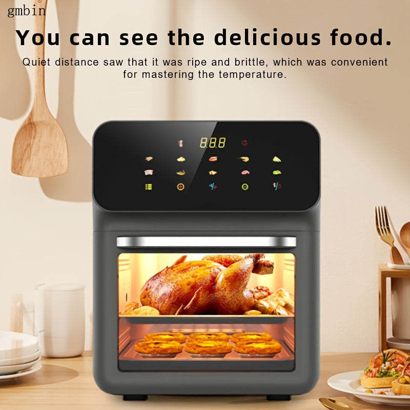 1pc Gmbin Electric Air Fryer Oven, 9L Large Capacity, 1350W Power, ABS Material, 220-240V European Standard Plug, Intelligent Multifunctional Fryer with Visible Cooking Window, No Deep Frying Required