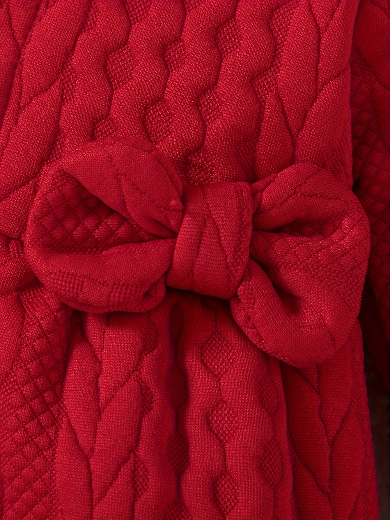 Adorable mono informal de manga larga con capucha y lazo de jacquard para bebé, mono para niña pequeña y bebé, ideal para exteriores en otoño e invierno.