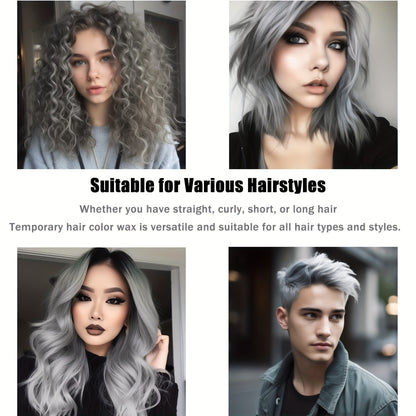 Two Boxes Of 120g Silvery Temporary Hair Colour Wax - Washable And Natural, Perfect For DIY Styling, Ideal For Christmas And Halloween Birthday Parties