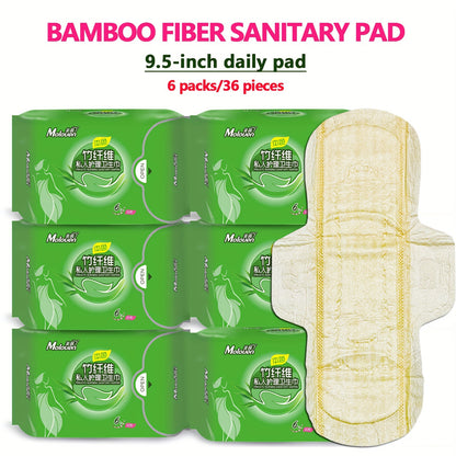 Moloven Bamboo Fiber Panty Liners for Women, Unscented Daily Use Feminine Pads with Wings, Ultra-Thin High Absorption Non-Woven Liners, Soft Comfort Menstrual Pads Multipack - 29/36 Count