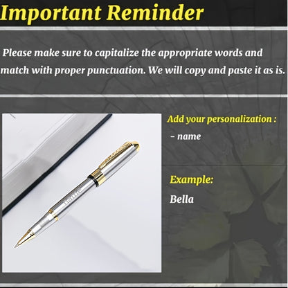 1pc Luxury Personalized Metal Ballpoint Pen Set with 2 Refills and Gift Box - Black & Silver, Engraved Name, Elegant Office and Business Men'S Gift