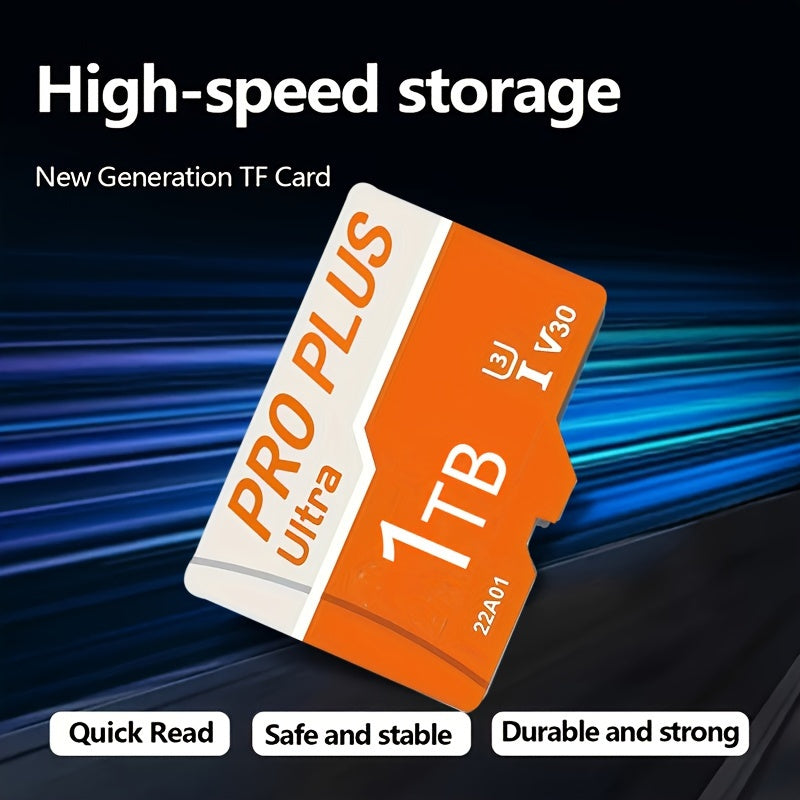 1TB PRO PLUS Ultra High-Speed ​​Micro SD Card, U3 Class 10, V30, Durable Storage for Smartphones, Tablets, Cameras, Intelligent Security Surveillance Systems