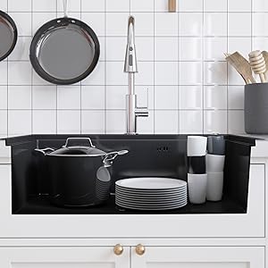 MEJE 80 x 46 Cm Drop-in 11 Gauge Stainless Steel Workstation Kitchen Sink ,Large Single Bowl, Color Black，Grey