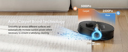 Robot Vacuum And Mop Combo 5000Pa, Lubluelu L15 Robot Vacuum, Auto-Charging, 5 Maps, 30 No-go Zones, WiFi/App, 3in 1 Robot Vacuum Cleaner for Pet Hair Carpet Hard Floor