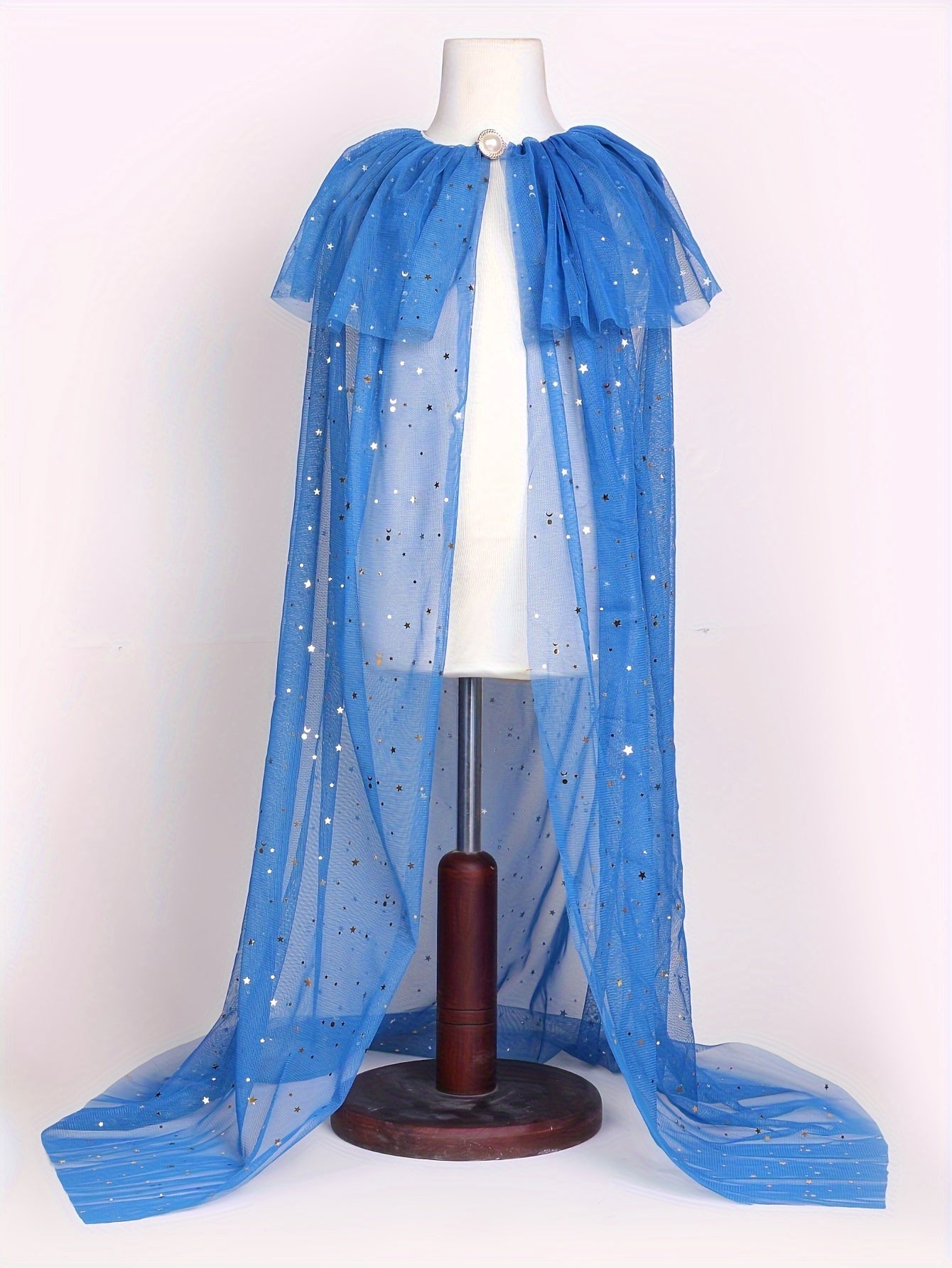 Capa brillante para niños con estampado de estrellas: chal de poliéster con botones, estampado floral, corte holgado, ideal para niños a partir de 3 años. Tejido de punto: 95 % poliéster, 5 % elastano.