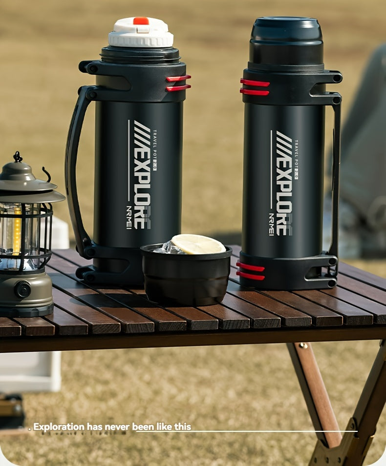 NRMEI Large Stainless Steel Insulated Water Bottle - 1L/2L/3L Capacity, Portable & Durable for Outdoor Activities, Travel, and Construction Sites