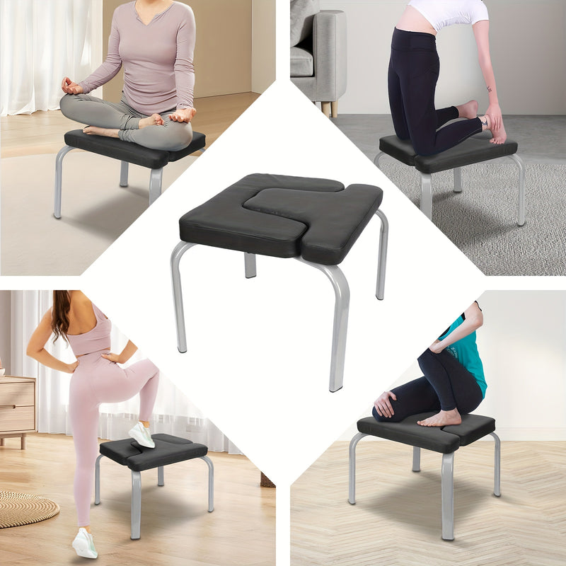 1x Black PU Yoga Inversion Chair with Steel Pipe Frame - Detachable, 200kg Capacity, Ideal for Headstands & Workouts, Perfect for Halloween/Christmas/Thanksgiving, Versatile Workout Chair|Modern Fitness Chair|Durable Construc