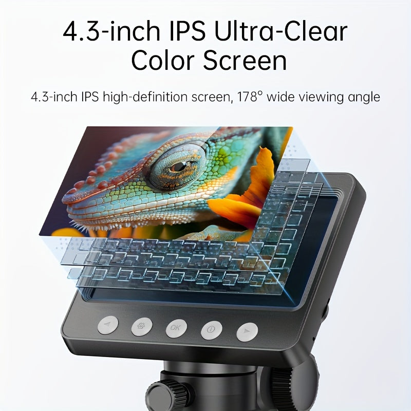 High-Definition 10.92cm Digital Microscope with 50-1000X Magnification, 8 LED Lights for Clear Image Capture - Ideal for Education, Research, Coin Appraisal & Soldering